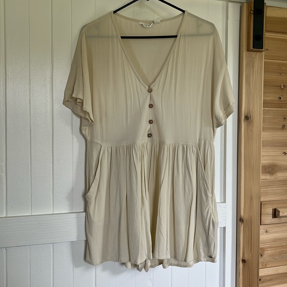 Roxy white button down romper